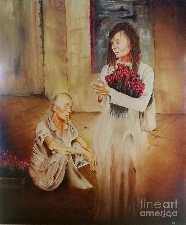 Vietnam Poster featuring the painting Flowers Seller by Eli Gross