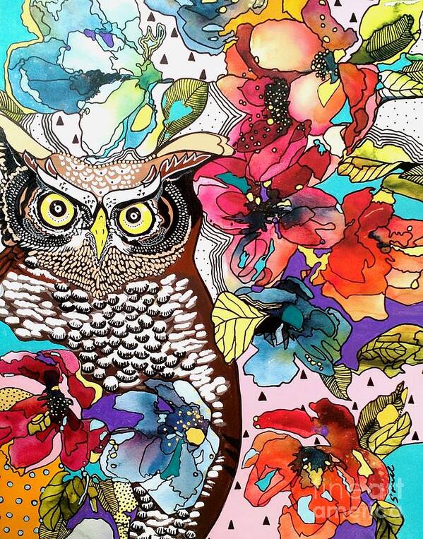 Owl Poster featuring the painting flOWLers by Amy Sorrell