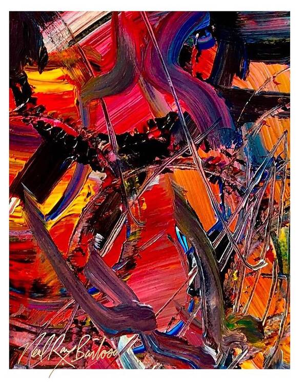 Fire Fighters Abstract Poster featuring the painting For the love of first responders by Neal Barbosa