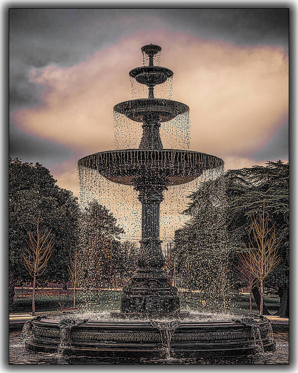 Fountain Poster featuring the photograph Fountain at Sunset by Thomas Fields