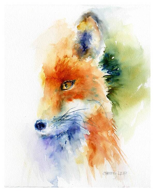Fox Poster featuring the painting Foxy Impression by Christy Lemp