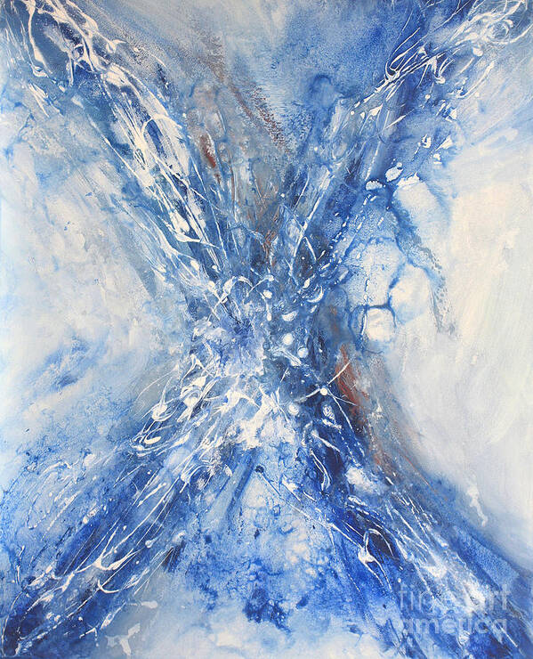 Abstract Painting Poster featuring the painting Fragments of Blue by Valerie Travers