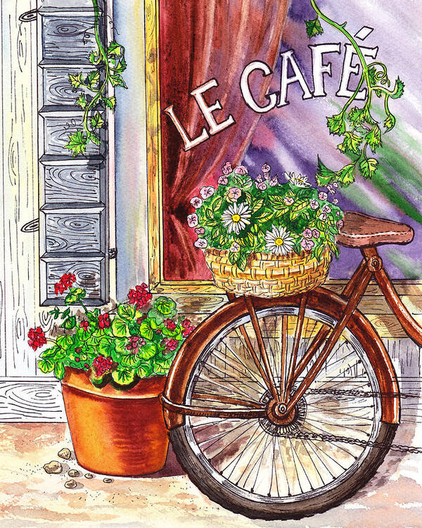 Window Poster featuring the painting French Cafe by Irina Sztukowski