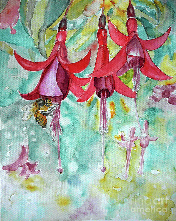Fuchsia Poster featuring the painting Fuchsia by Jasna Dragun
