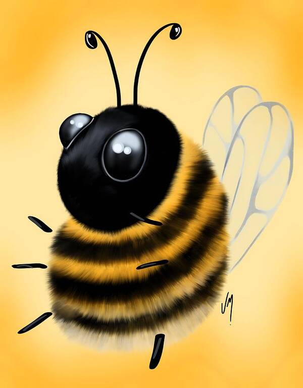 Bee Poster featuring the painting Funny bee by Veronica Minozzi