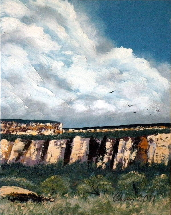 Landscape Poster featuring the painting Gallup Bluffs 6 of 6 by Carl Owen
