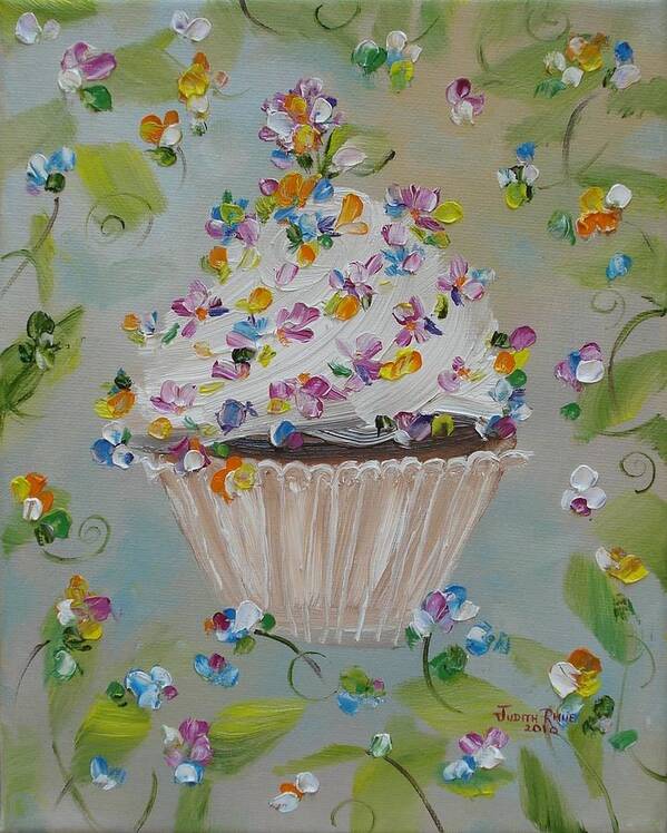 Cupcake Poster featuring the painting Garden Variety Cupcake by Judith Rhue