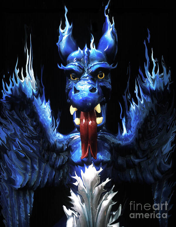 Blue Poster featuring the photograph Gargoyle by Jim And Emily Bush