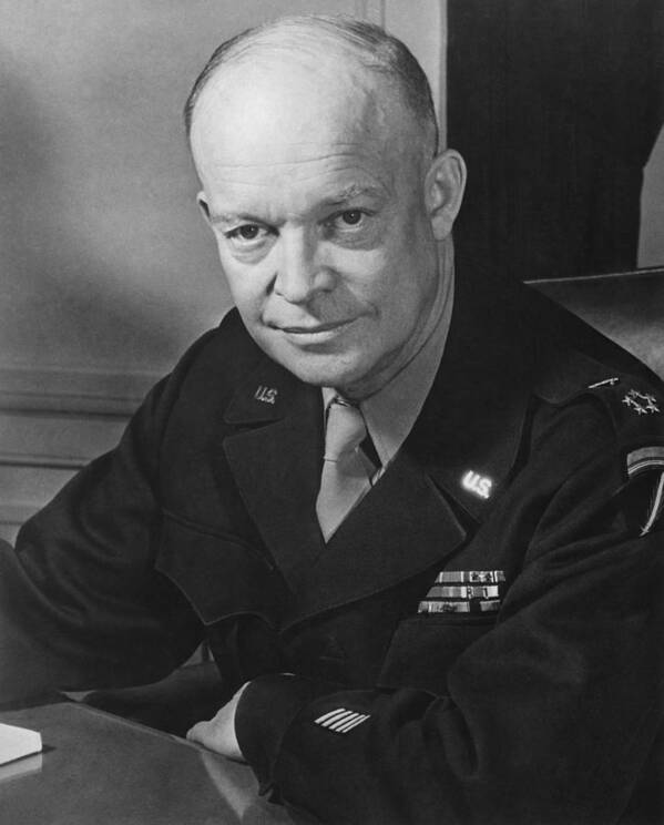 Dwight Eisenhower Poster featuring the photograph General Dwight Eisenhower by War Is Hell Store