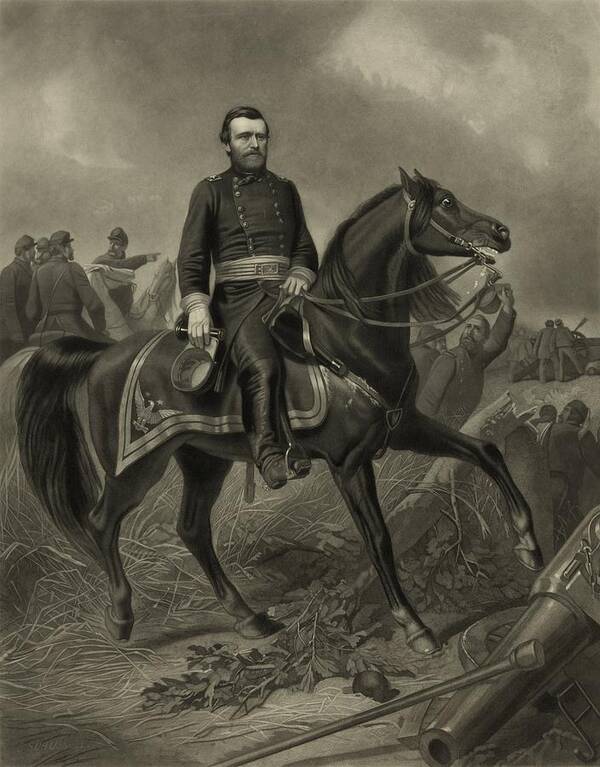 Civil War Poster featuring the painting General Grant On Horseback by War Is Hell Store