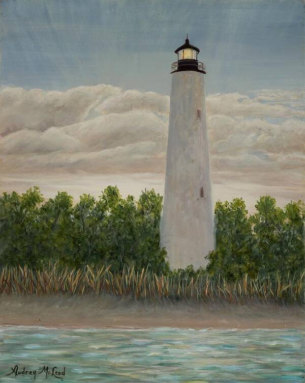 Lighthouse In South Carolina Poster featuring the painting Georgetown Lighthouse by Audrey McLeod
