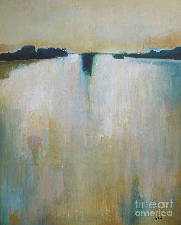 Abstract Landscape Poster featuring the painting Glow in the Lake by Vesna Antic