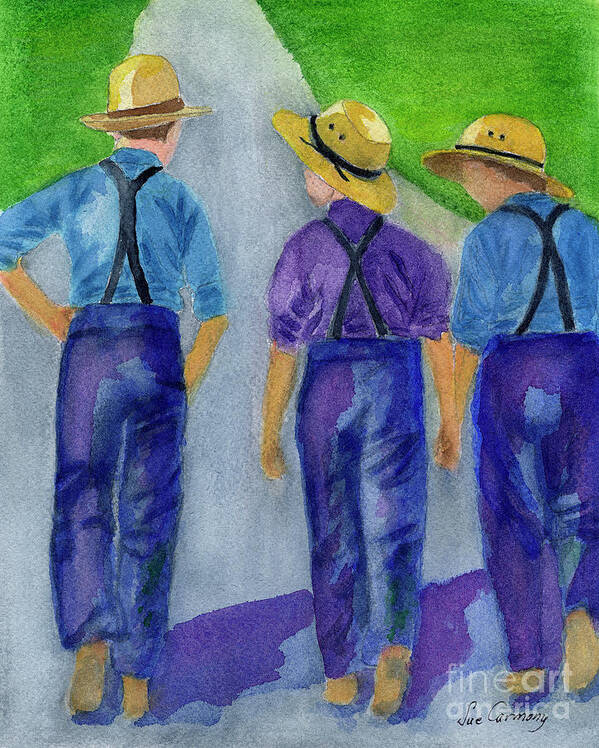 Boys Poster featuring the painting Going on a Walk by Sue Carmony