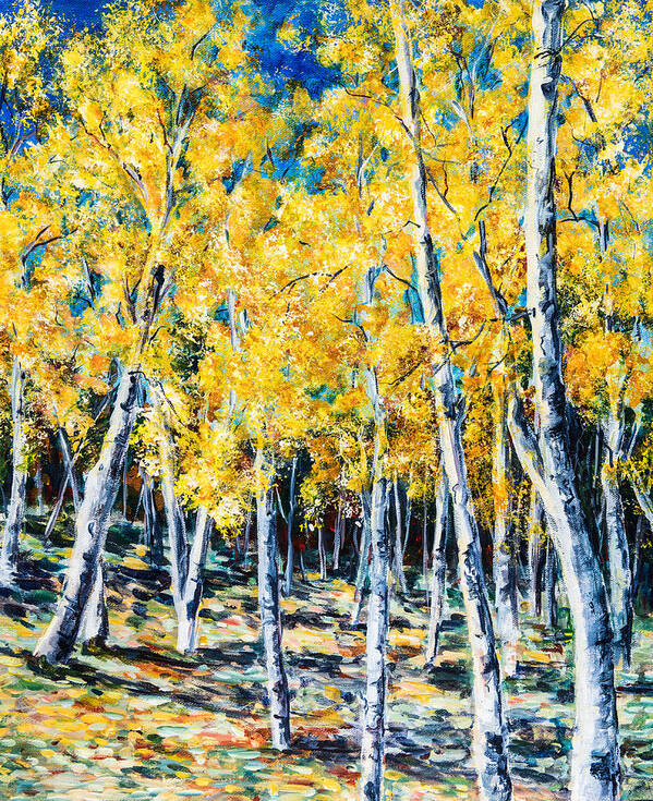 Aspen Poster featuring the painting Golden Aspen by Sally Quillin