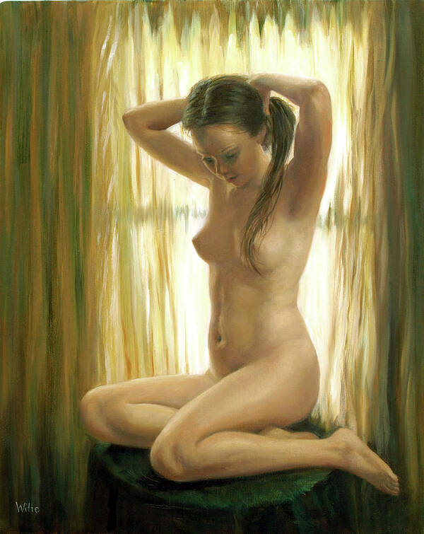 Nudes Poster featuring the painting Golden Light by Marie Witte