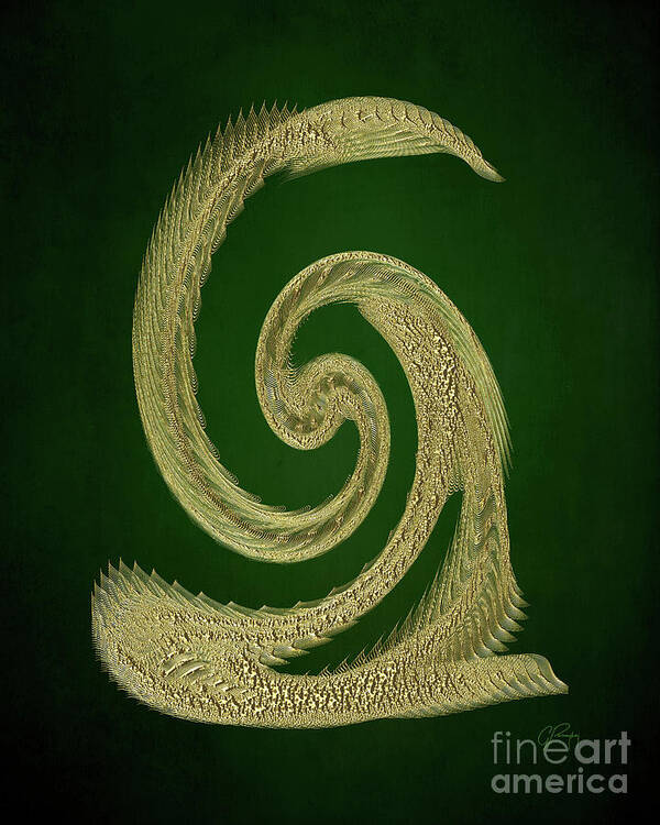 Gabriele Pomykaj Poster featuring the digital art Golden Snake Abstract by Gabriele Pomykaj