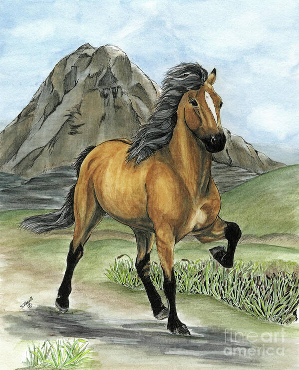 Icelandic Horse Poster featuring the painting Golden Tolt Icelandic Horse by Shari Nees