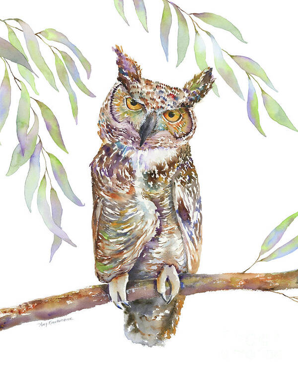 Great Horned Owl Poster featuring the painting Great Horned Owl by Amy Kirkpatrick