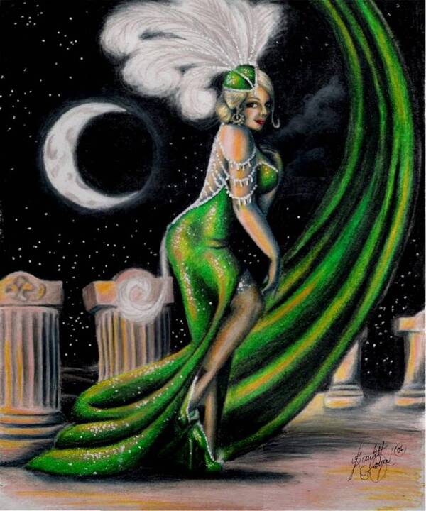 Night Poster featuring the drawing Green with Envy by Scarlett Royale