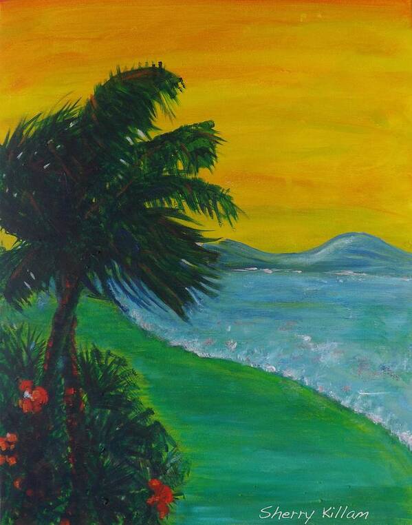 Palm Tree Poster featuring the painting Green Zone by Sherry Killam