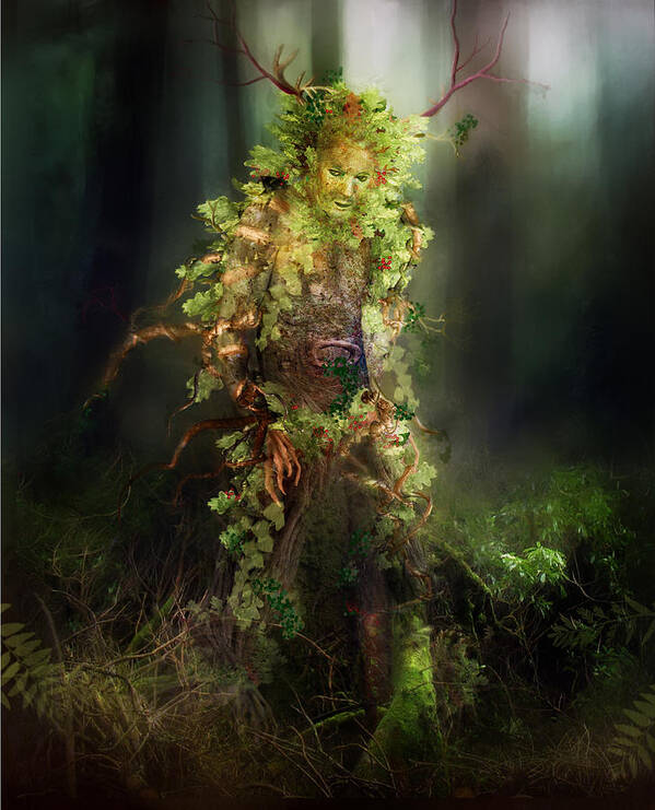 Man Poster featuring the digital art Greenman by Karen Howarth