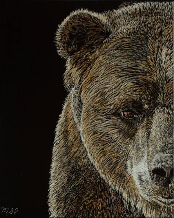 Grizzly Poster featuring the painting Grizzly Eye by Margaret Sarah Pardy