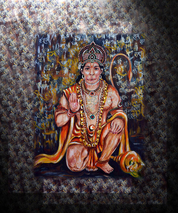 Hanuman Poster featuring the digital art Hanuman - Super Hero - Self Less Devotion by Harsh Malik