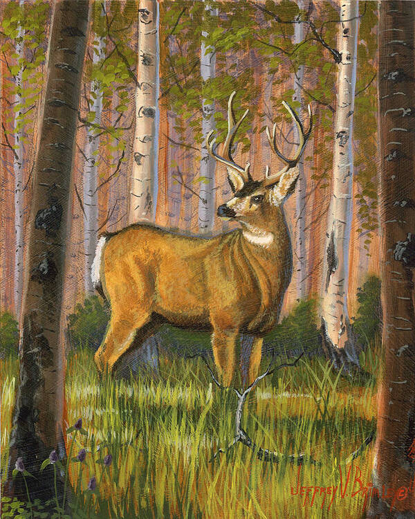 Landscape Poster featuring the painting Hart of the Forest by Jeff Brimley