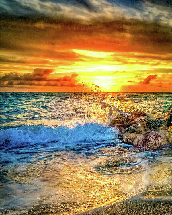 Hdr Poster featuring the photograph HDR Beach Sunset by Joe Myeress