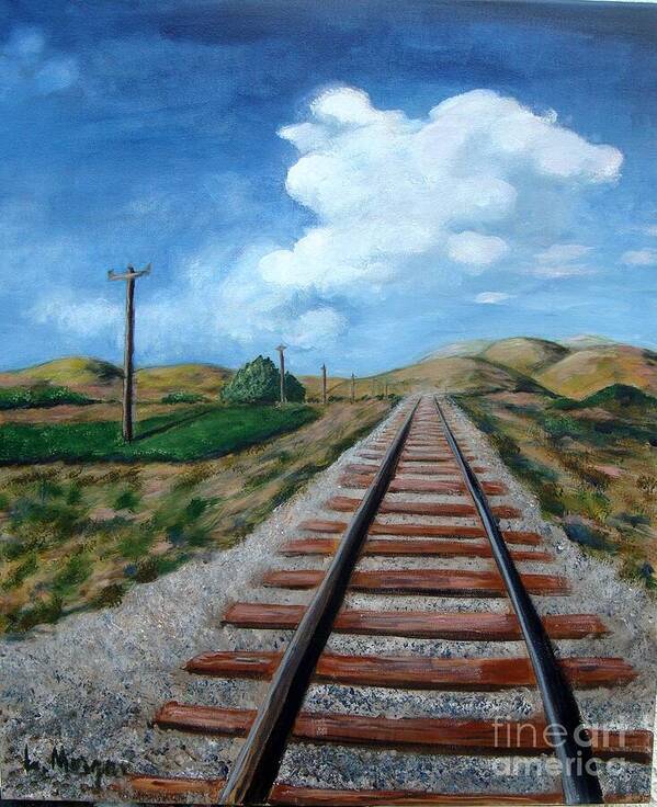 Railroad Tracks Poster featuring the painting Heading in the Right Direction by Laurie Morgan