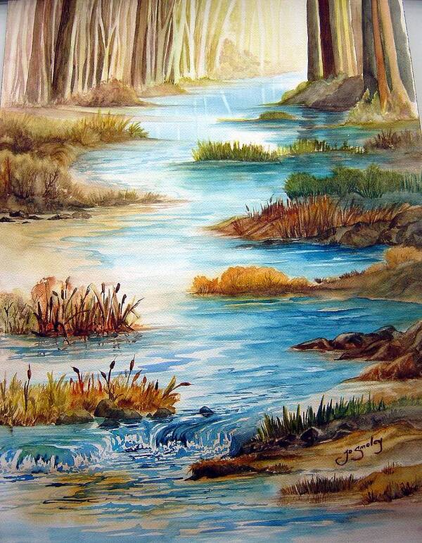 Heavens Gift Water Trees Landscape Poster featuring the painting Heavens Gift by Jo Smoley