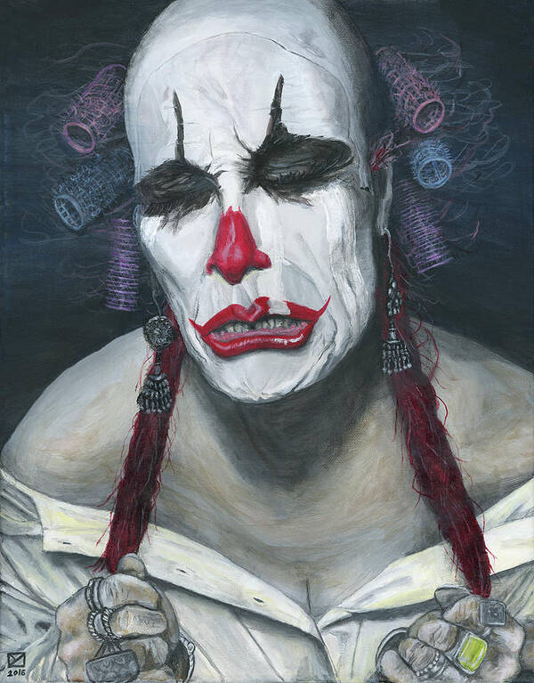 Clown Poster featuring the painting Her Tears by Matthew Mezo