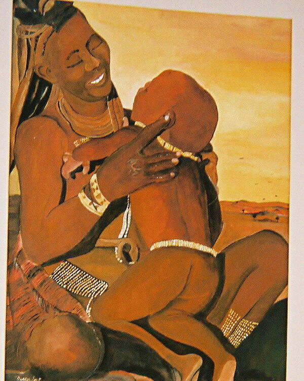 Figure Poster featuring the painting Himba mom by Desenclos Patrick