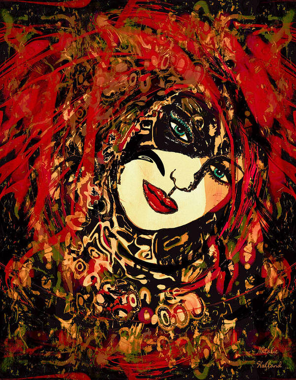 Woman Poster featuring the mixed media Hot Lips by Natalie Holland