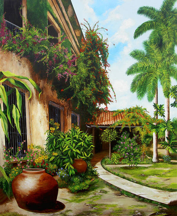Cuban Poster featuring the painting Hotel Camaguey by Dominica Alcantara