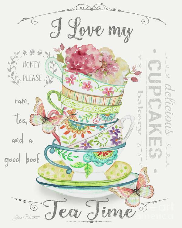 Tea Poster featuring the painting I Love My Tea Time by Jean Plout
