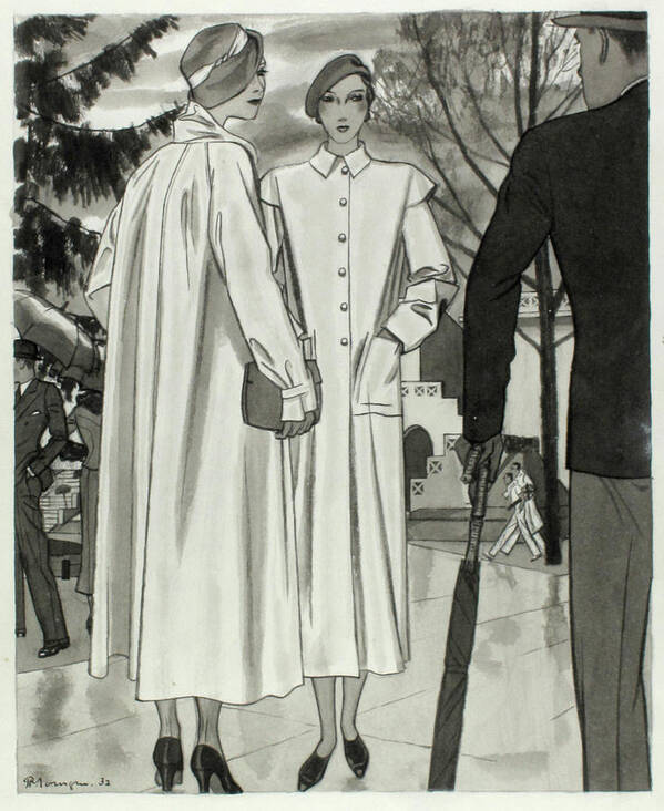 Accessories Poster featuring the digital art Illustration Of Two Women Wearing Coats by Pierre Mourgue