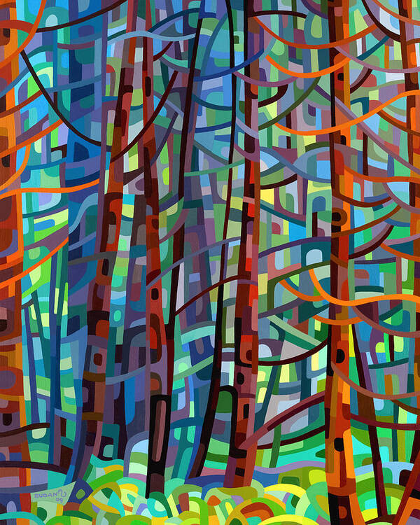 Abstract Poster featuring the painting In a Pine Forest by Mandy Budan