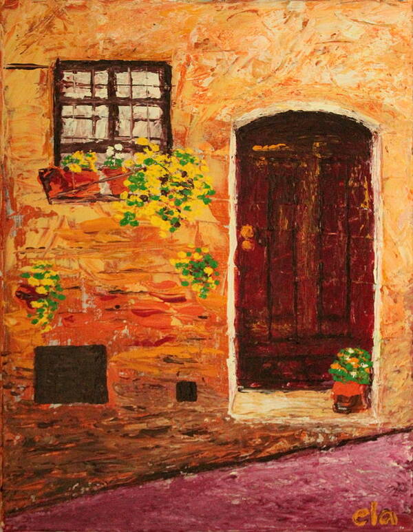 Acrylic Poster featuring the painting Italian Door by Ela Jane Jamosmos