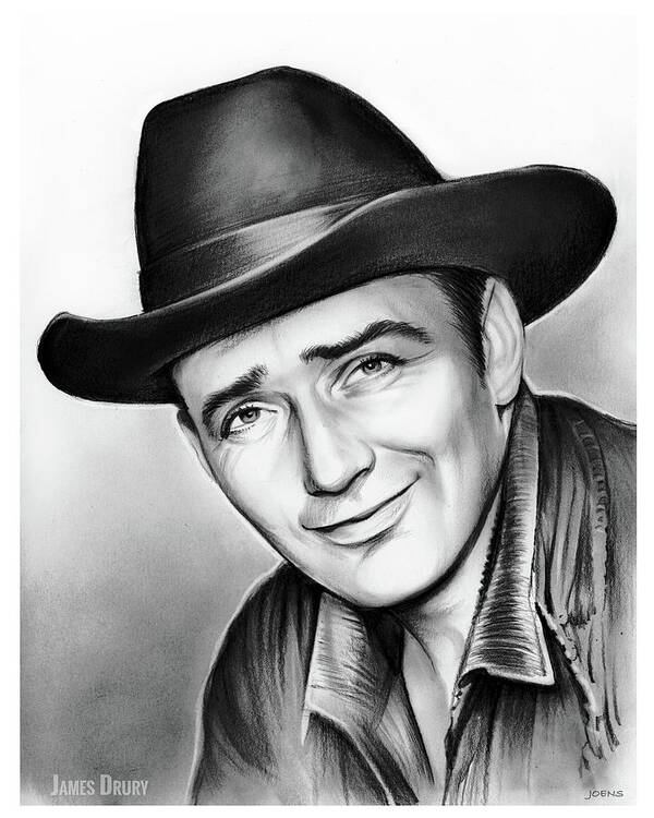 James Drury Poster featuring the drawing James Drury by Greg Joens