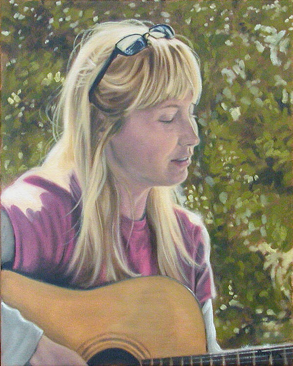 Oil Poster featuring the painting Janine singing by Todd Cooper