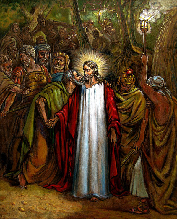 Jesus Poster featuring the painting Jesus Betrayed by John Lautermilch