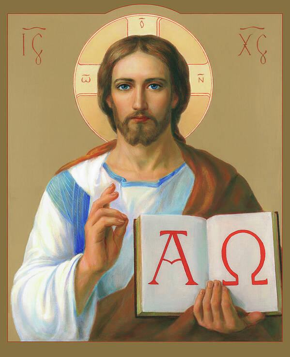 Alpha And Omega Poster featuring the painting Jesus Christ - Alpha and Omega by Svitozar Nenyuk
