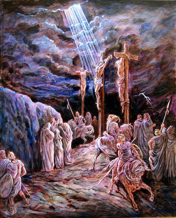 Jesus Poster featuring the painting Jesus on the Cross by John Lautermilch
