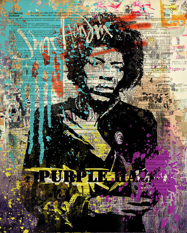 Jimi Poster featuring the painting JIMI Hendrix #PURPLE HAZE ON DICTIONARY by Art Popop