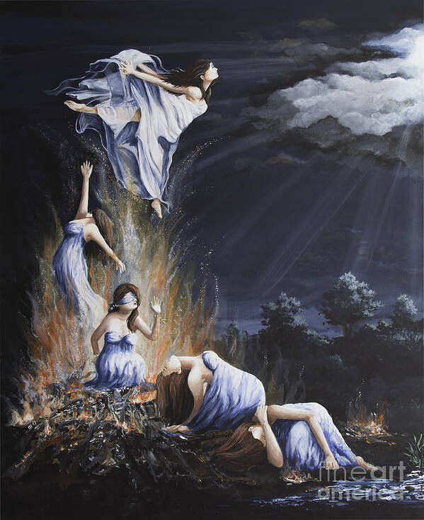 Spiritual. Conceptual Poster featuring the painting Journey into Self female by Mary Palmer