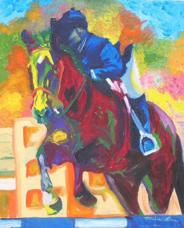 Horse Jumping Poster featuring the painting Jump Off by Michael Lee
