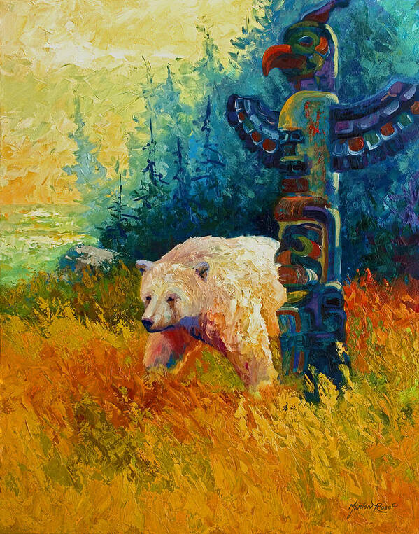 Western Poster featuring the painting Kindred Spirits - Kermode Spirit Bear by Marion Rose