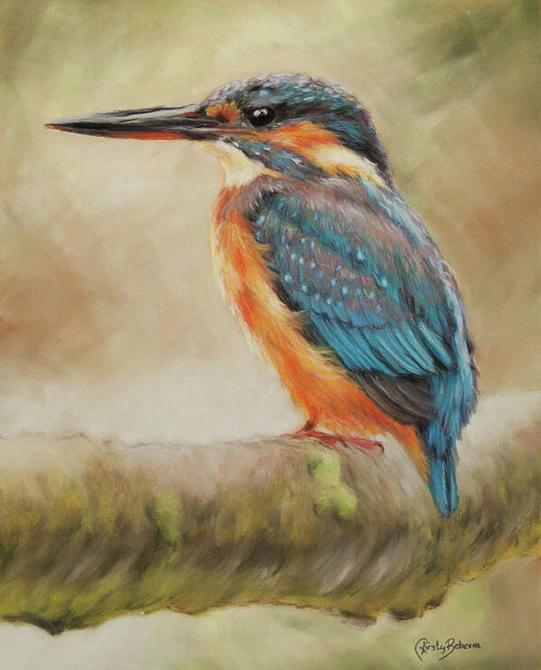 Kingfisher Poster featuring the pastel Kingfisher by Kirsty Rebecca