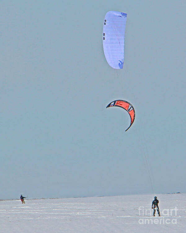 Kite Snowboarding Poster featuring the photograph Kite Snowboarding by Kathy M Krause